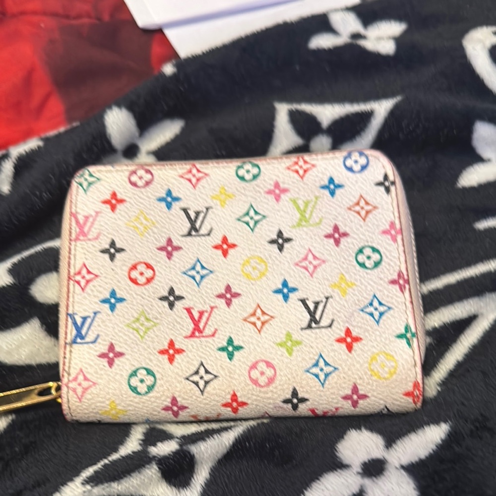 Authentic Louis Vuitton Red and Pink Wallet Compact Zip-Around